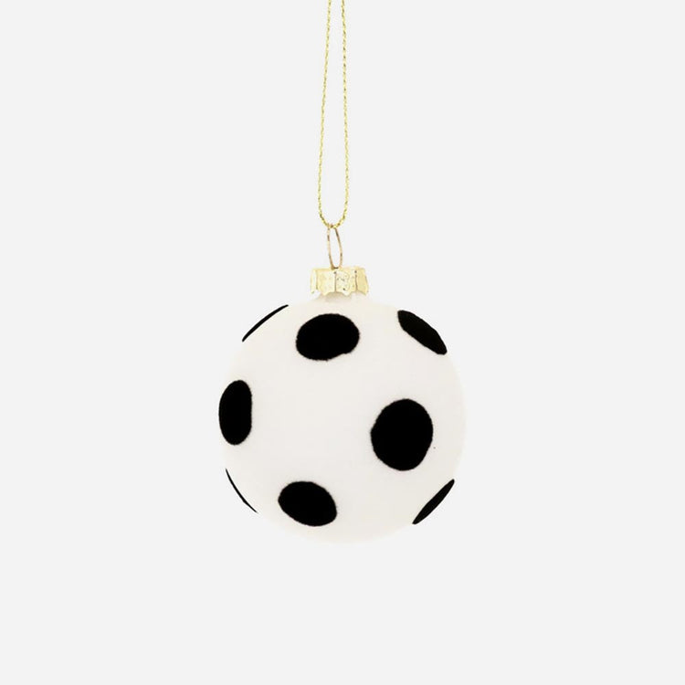 Décoration de Noël - Boule blanche à pois noirs