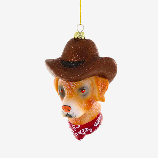 1 décoration de noel chien cow-boy : déco noel originale, cadeau de noel ou secret santa