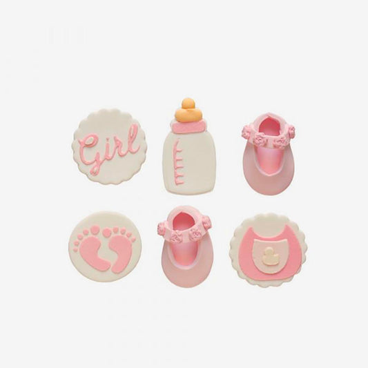 Décos baby shower roses, pour cupcakes fille