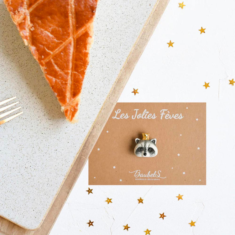 Décoration pour gâteau : fève porcelaine raton laveur