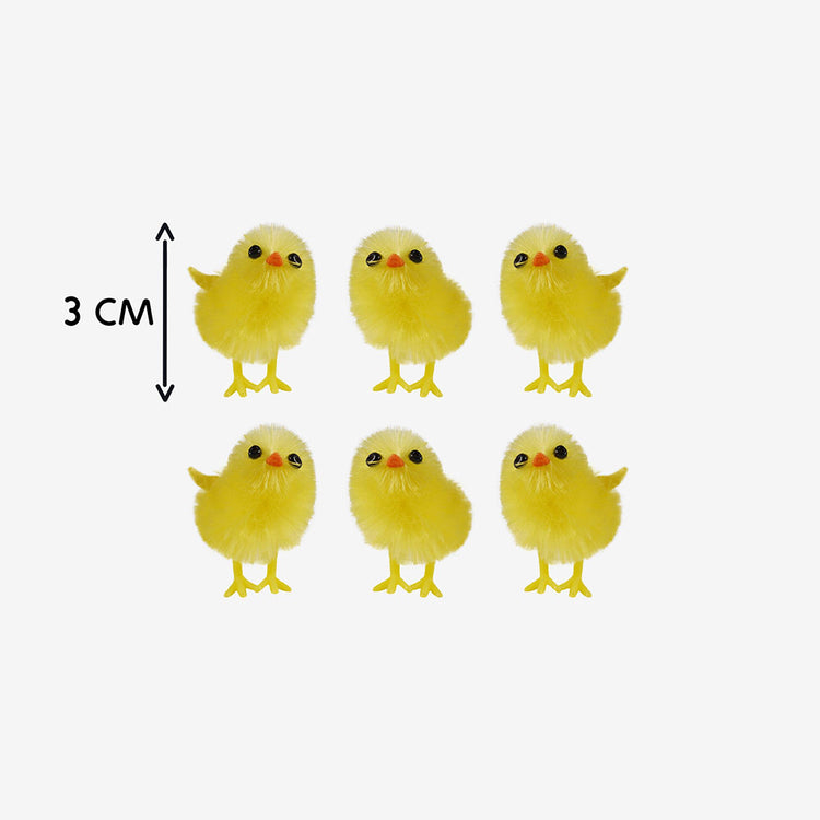 6 petites figurines poussins jaunes : deco de table paques
