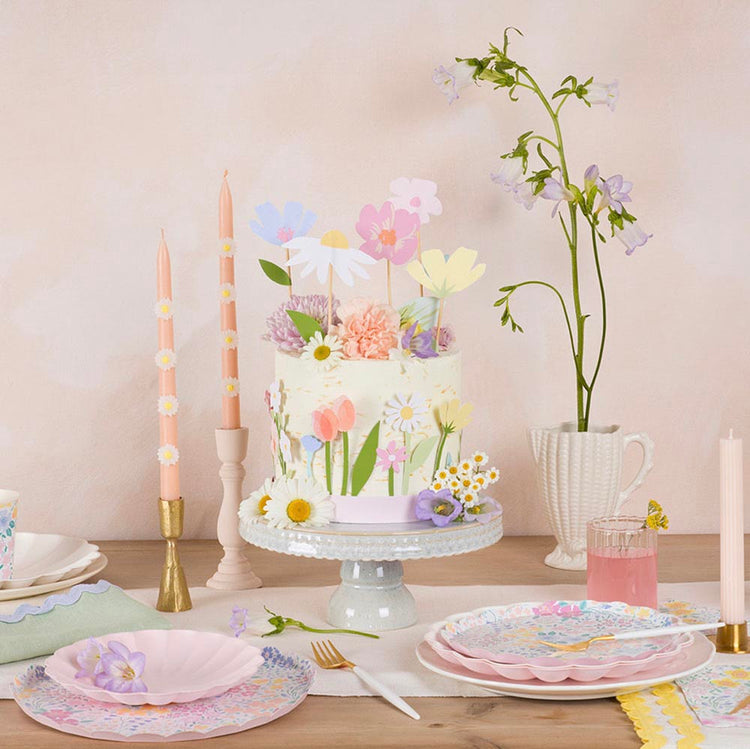 Assiettes carton fleurs cottage, dĂ©co Ă©lĂ©gante champĂȘtre