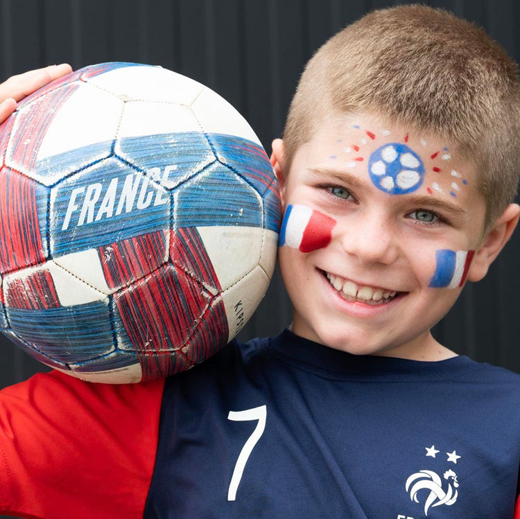 Palette de maquillage bleu, blanc, rouge : maquillage pour foot France