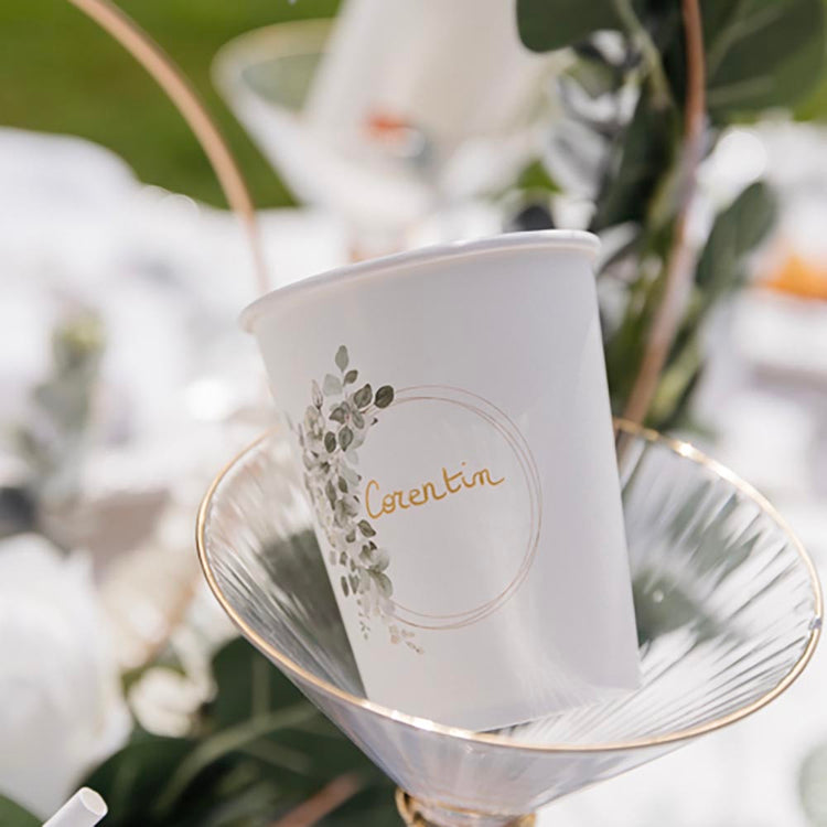 Lot de 8 gobelets feuillage, pour une table inspirée de la nature