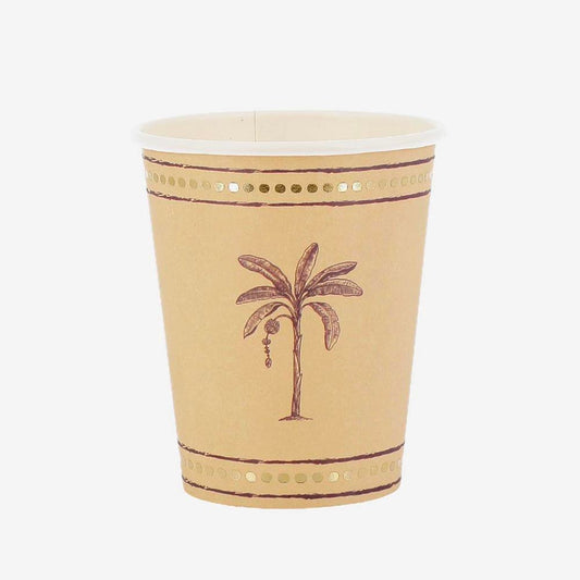 8 gobelets en carton palmier crème et or pour une table chic