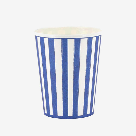 Gobelets à rayures bleues pour fête marine ou été