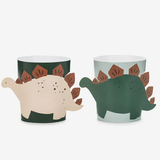 6 manchons pour gobelets dinosaure 3D : deco de table anniversaire