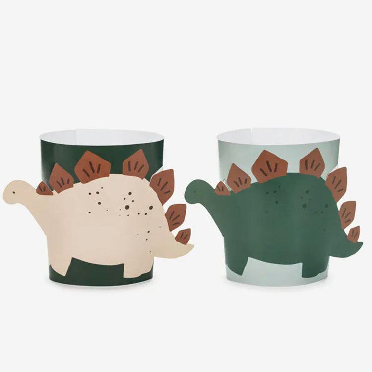 6 manchons pour gobelets dinosaure 3D : deco de table anniversaire