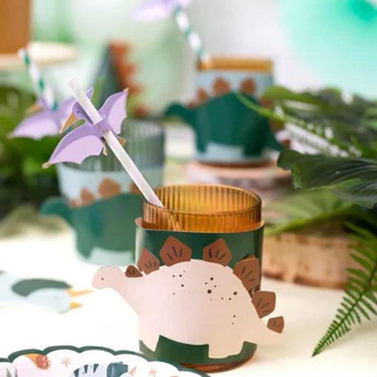 6 manchons pour gobelets dinosaure 3D : deco anniversaire dino