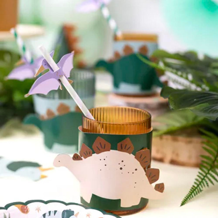 6 manchons pour gobelets dinosaure 3D : deco anniversaire dino