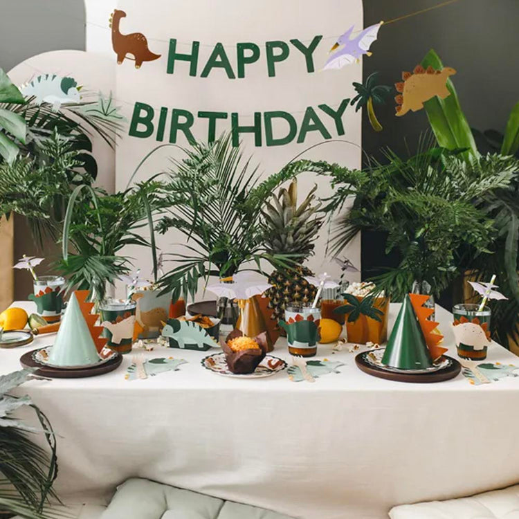 6 manchons pour gobelets dinosaure 3D : deco de table thème dino