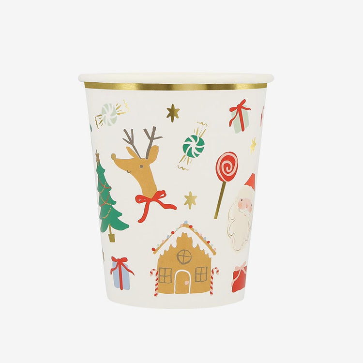 Gobelets en carton motifs Noel Meri Meri pour decoration table Noel