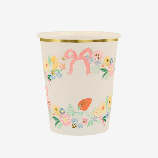 8 gobelets en carton fleurs et nœuds : deco de table paques