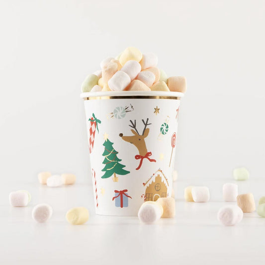 Ensemble de 8 gobelets de Noël en carton - Meri Meri