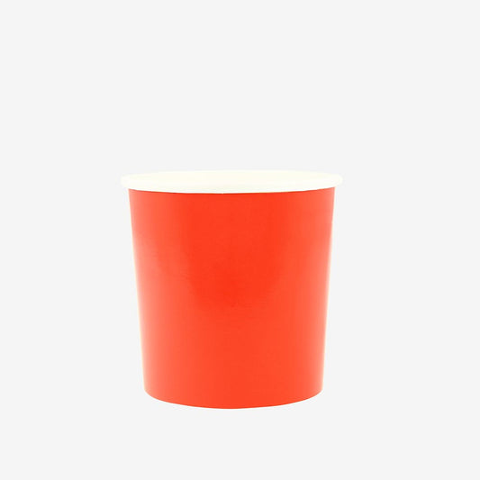 Gobelets en carton rouge tomate, parfaits pour un anniversaire super-héros