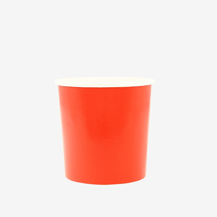 Gobelets en carton rouge tomate, parfaits pour un anniversaire super-héros