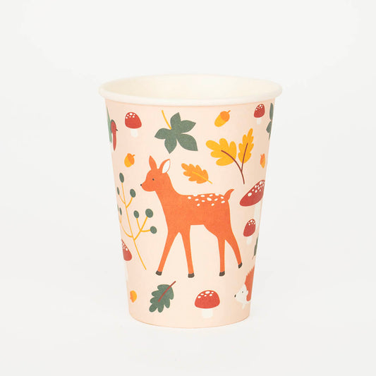 8 gobelets en carton animaux des sous-bois : anniversaire enfant