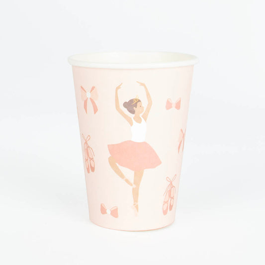 Gobelets en carton ballerines roses, vaisselle dâanniversaire fille