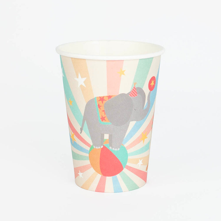 Gobelets carton cirque, déco festive et colorée