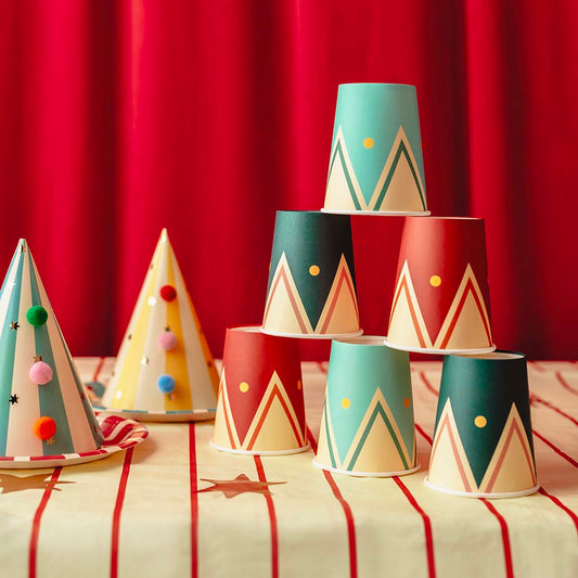 Gobelets thème cirque, fun pour candy bar coloré