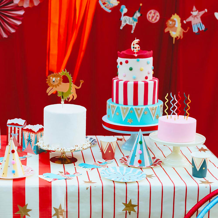 Gobelets carton cirque multicolores pour goûter cirque festif