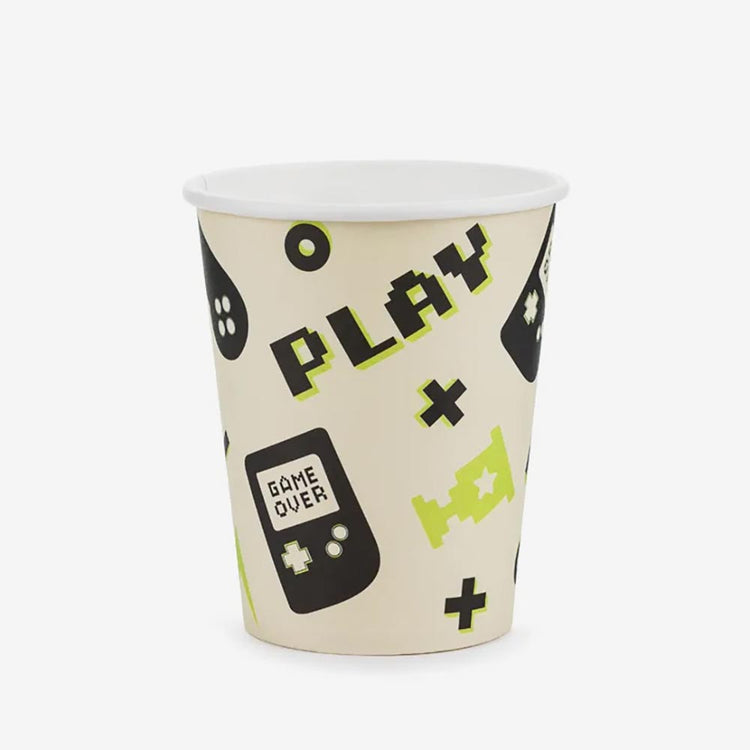 6 gobelets en carton jeux vidéo : deco de table anniversaire garcon