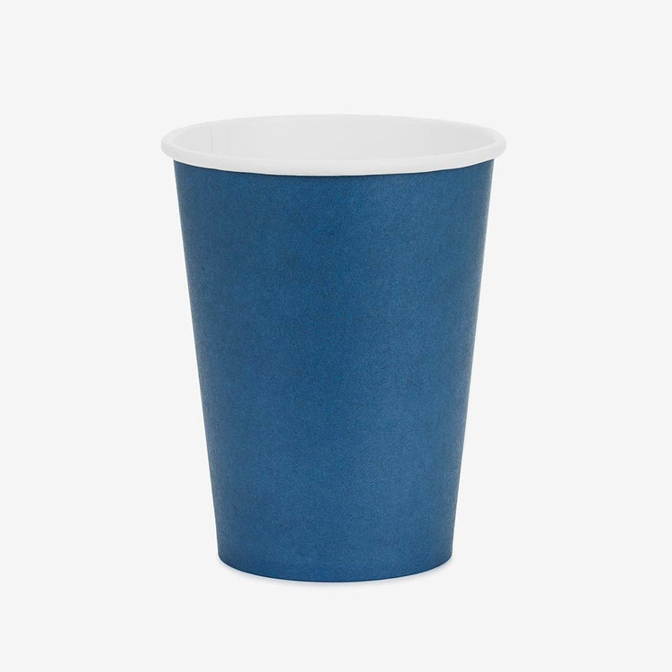 Gobelets en carton bleu décoration table anniversaire