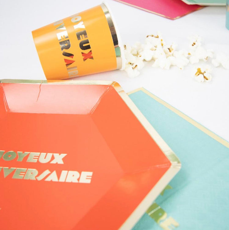 8 gobelets en carton Joyeux anniversaire - deco de table anniversaire