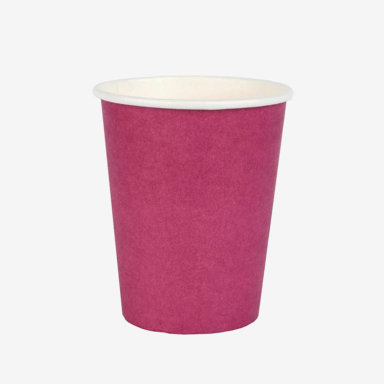 10 gobelets en carton fuchsia : deco de table anniversaire fille