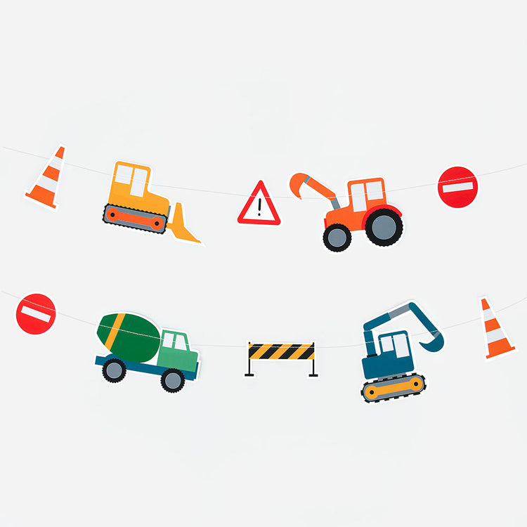 Guirlande anniversaire pour deco anniversaire thème chantier