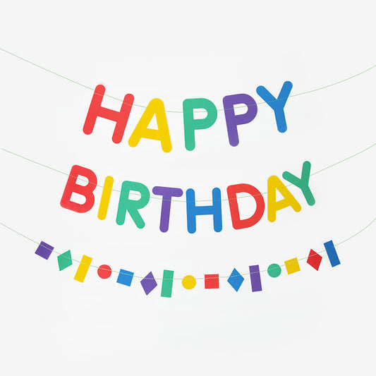 Guirlande Happy Birthday colorée : deco anniversaire chic