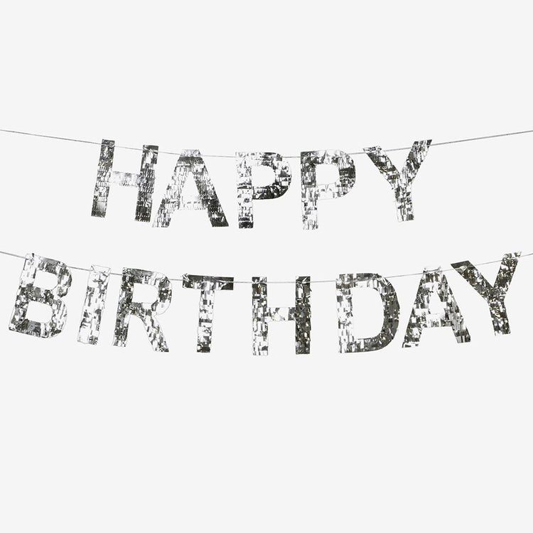Guirlande anniversaire avec franges argentées scintillantes
