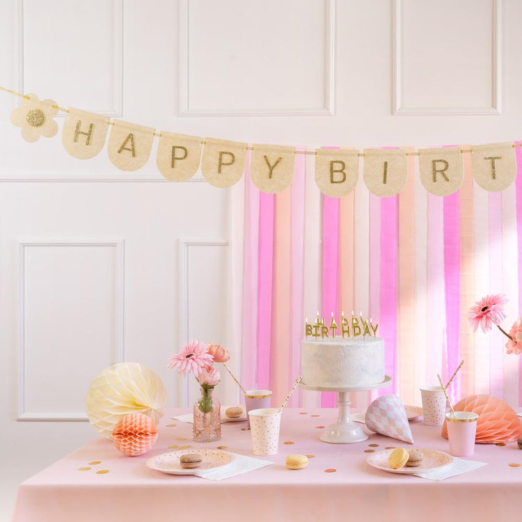 Guirlande Happy Birthday marguerite idéale pour décorer son mur