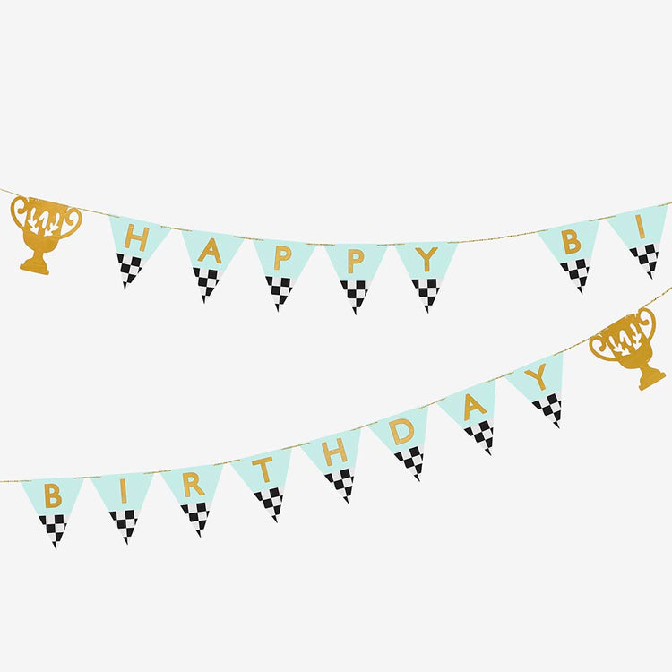 Guirlande Happy birthday voiture de course : deco anniversaire garcon