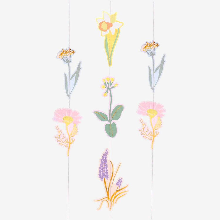 Guirlande fleurs pastel : decoration anniversaire paques