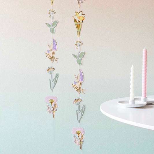 Guirlande fleurs pastel : decoration anniversaire et bapteme fille