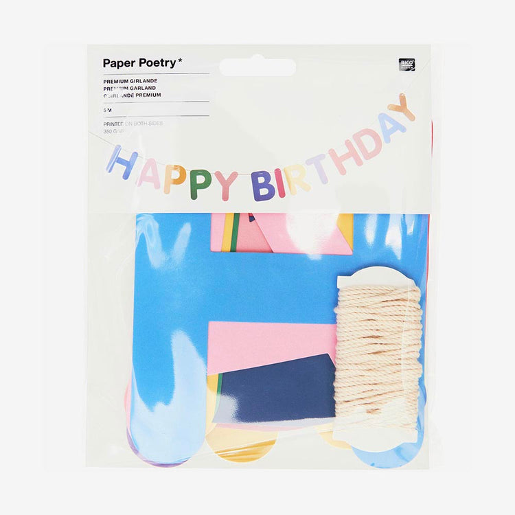 Guirlande colorée Happy Birthday pour table festive