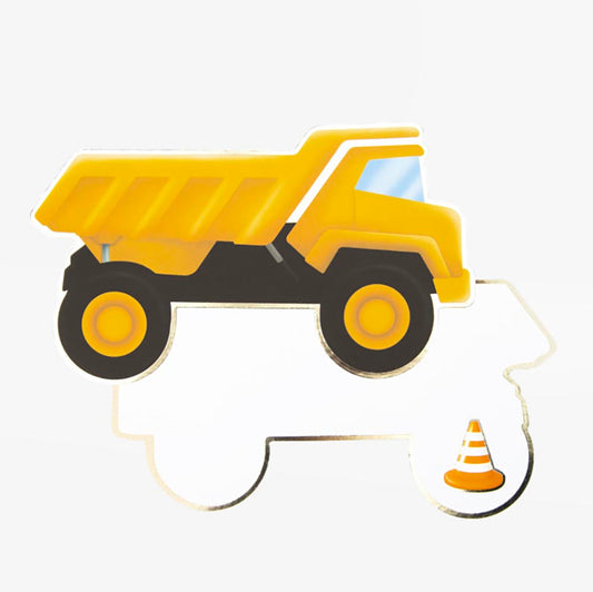 Invitation anniversaire : 8 invitations camion de chantier