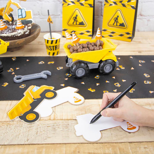 Invitation anniversaire : 8 invitations camion de chantier