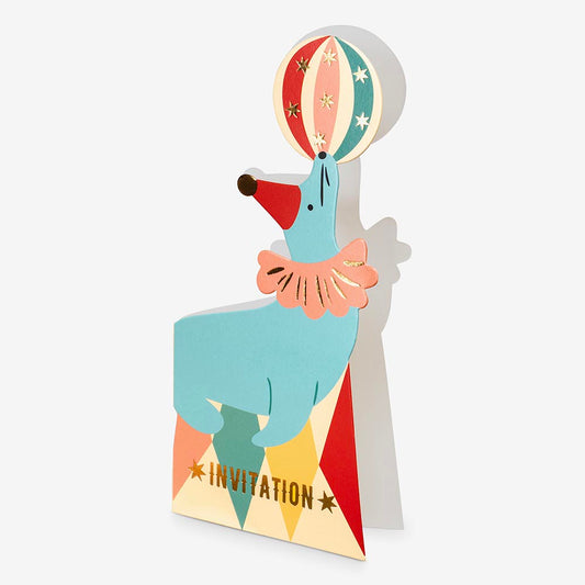 6 invitations otarie de cirque, parfaites pour une fête cirque