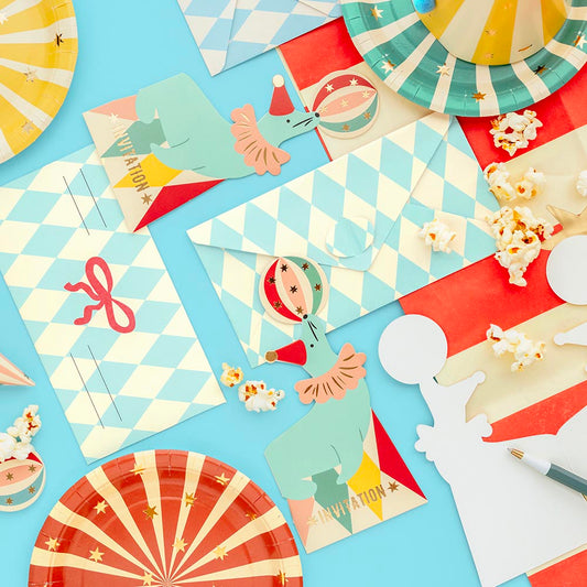6 invitations otarie de cirque, parfaites pour anniversaire enfant