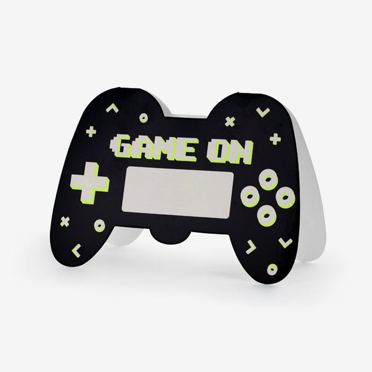 6 invitations anniversaire gamer en forme de manette