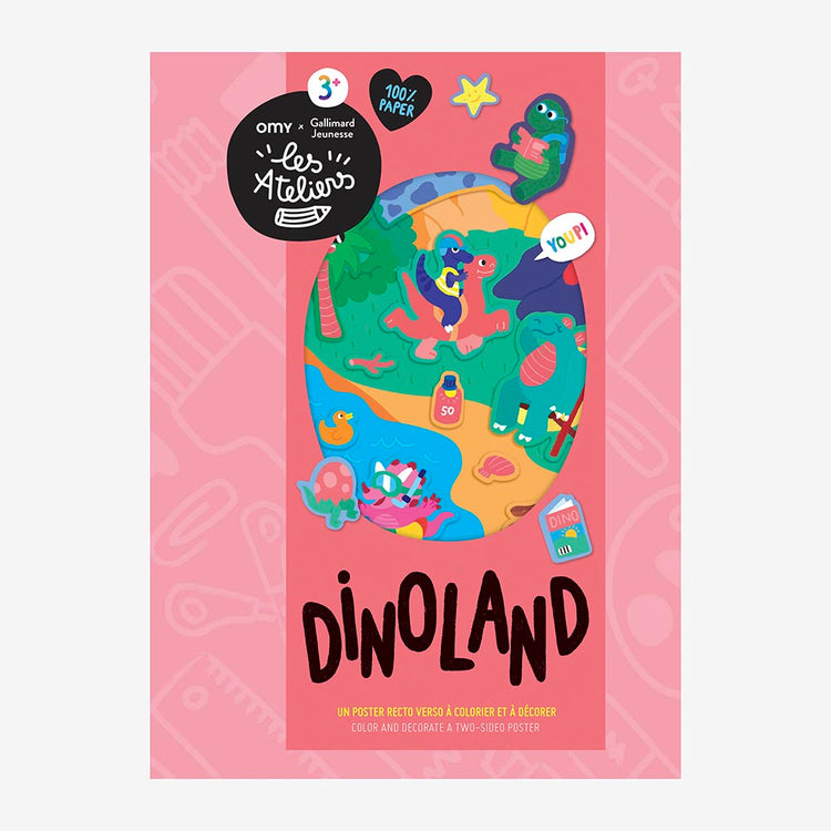 1 poster dino à colorier et à sticker idéal à offrir pour Noël