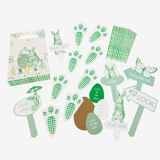 Kit chasse aux oeufs lapin vert : animation anniversaire ferme