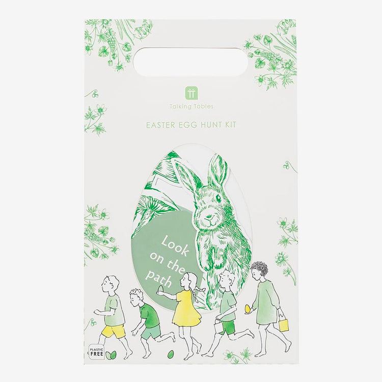 Kit chasse aux oeufs lapin vert : idee activité paques pour enfants