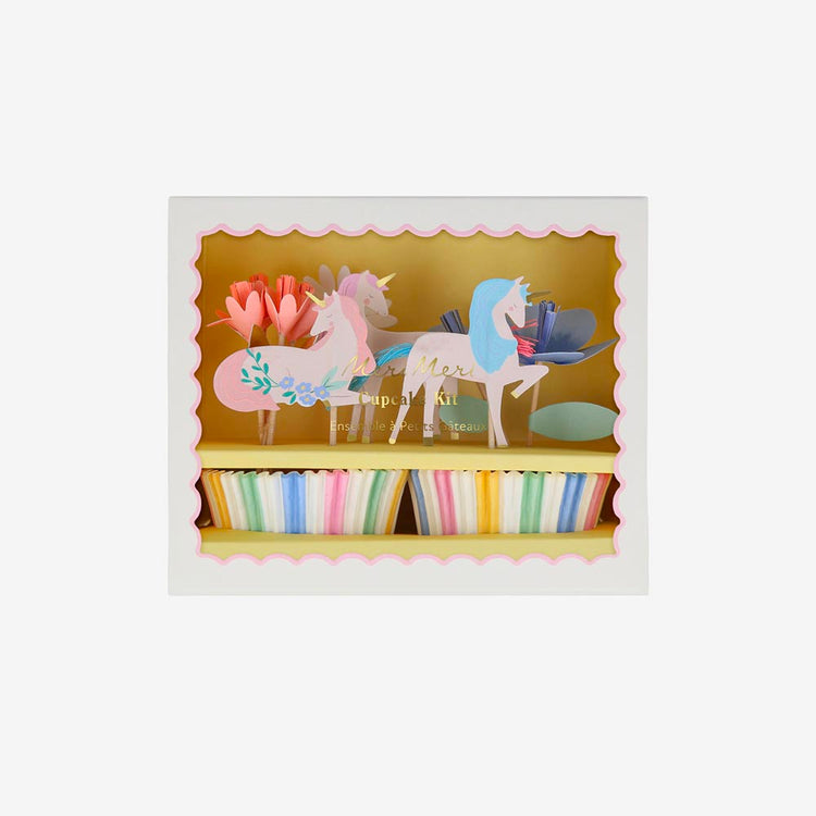 Kit cupcakes licorne poétique, caissettes et piques féeriques