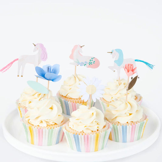 Set cupcakes licorne pastel, déco gourmande de conte de fée