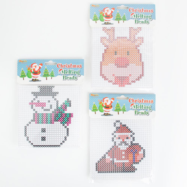 Perles à repasser avec motif bonhomme de neige, père noel et renne