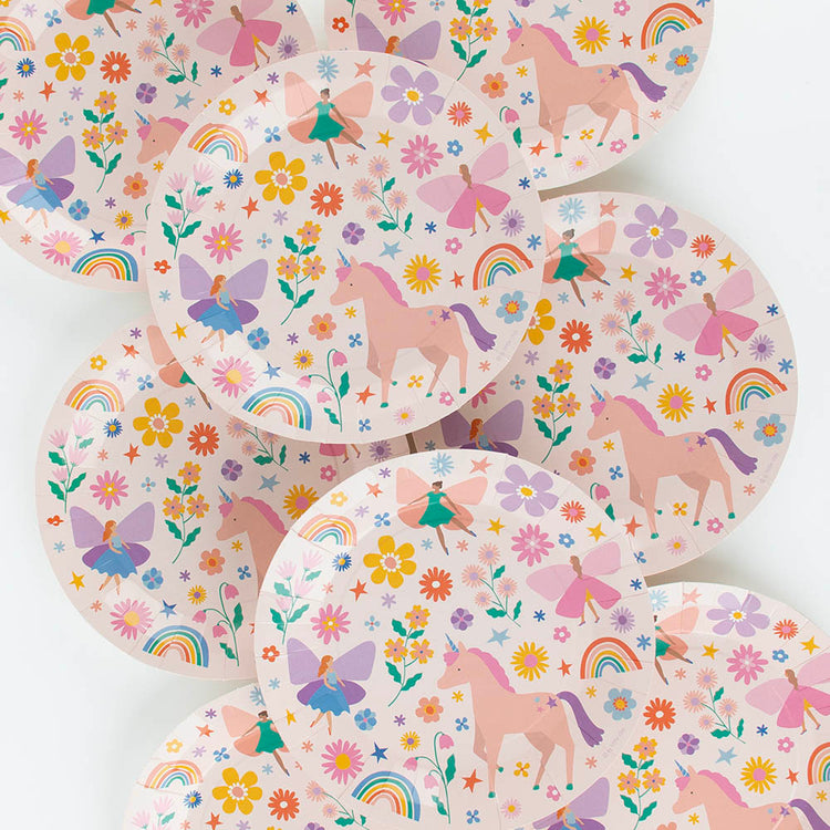 8 assiettes licorne féérique pour goûter enchanté