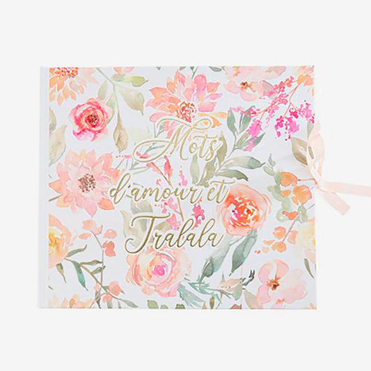 Livre d'or fleurs pastel : accessoire deco mariage champetre